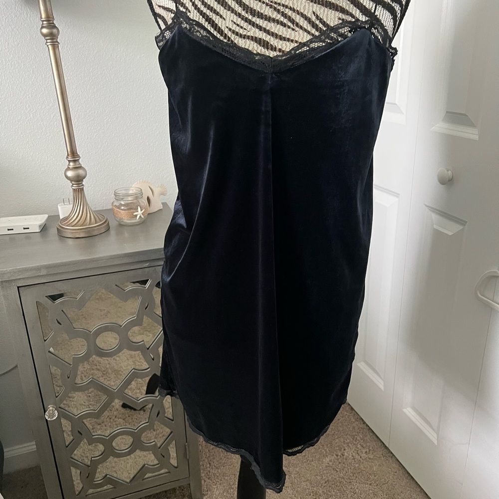 Zara Blue/Black Mini Dress with Lace Detail